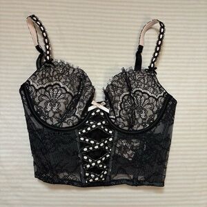 Victorias Secret black and pink corset